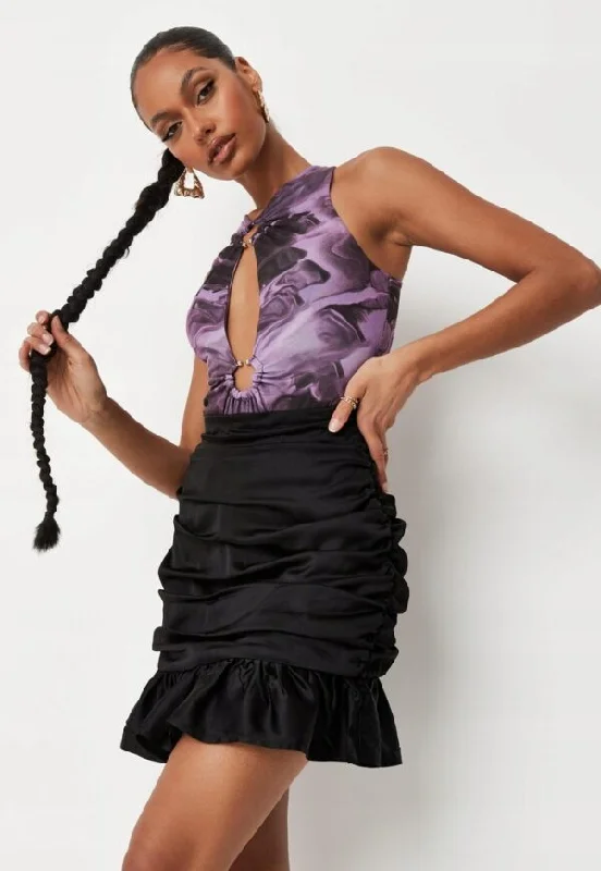 Coord Satin Ruched Front Mini Skirt corduroy skirt comfortable