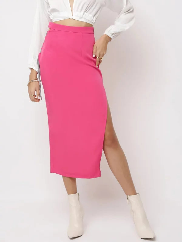 Diamante Lace Up Side Midi Skirt summer skirt style