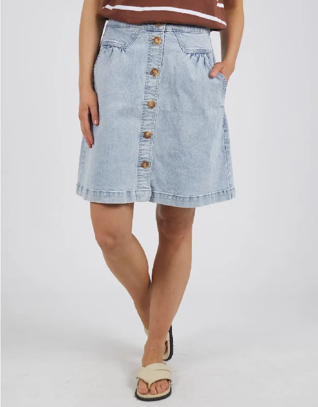 Amanda Skirt - Vintage Blue ribbed skirt waist