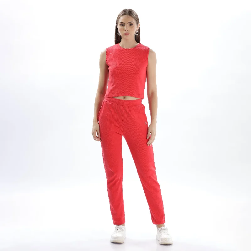 Women's Cotton Coord set with Crop Top and Draw String Side Pocket Jogger Cotton Fabric Linen Fabric Terry Fabric