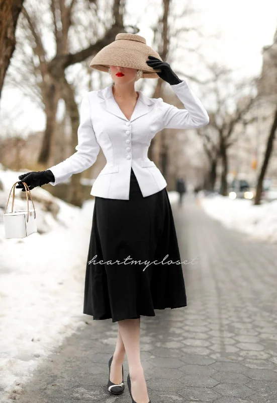 Marion - vintage 1950s suit with swing skirt leather skirt sleek