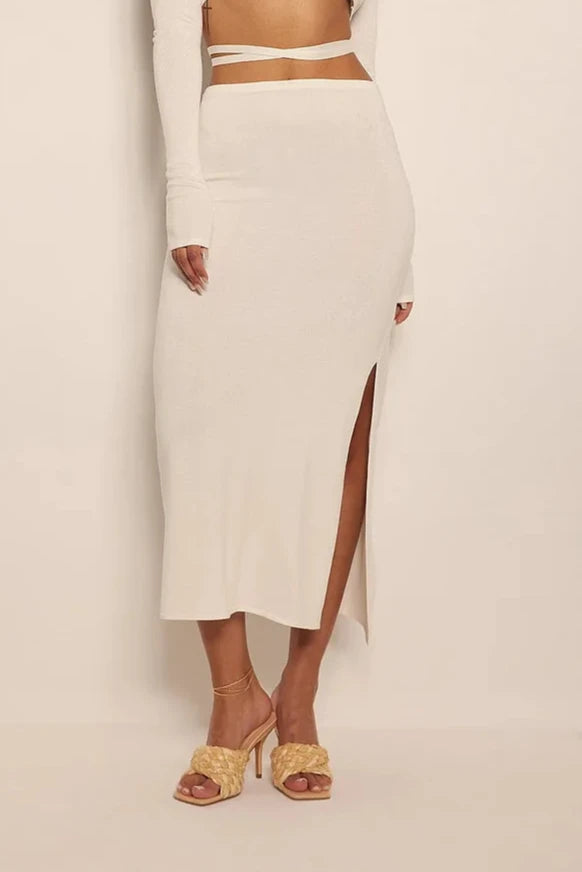 Knitted Strap Detailed Midi Skirt lace skirt romantic