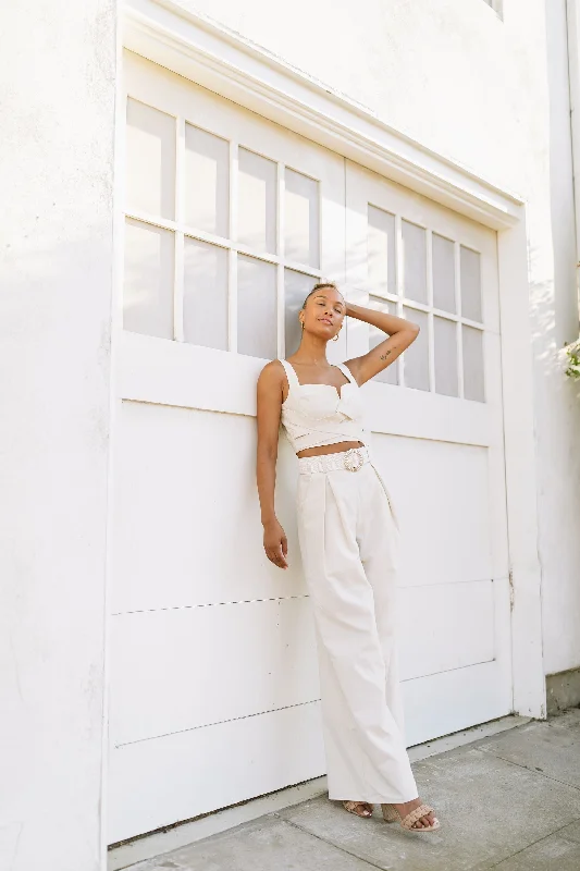 The Maude Linen Crop Top + Pant Set - Sold Separately Print Jacquard Patchwork