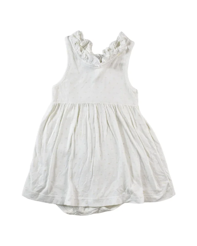 Petit Bateau Sleeveless Bodysuit Dress 18M Elegant Bodysuit with Mesh Panels