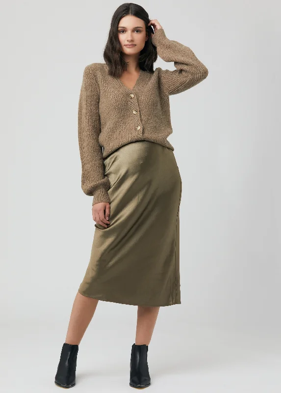 Ripe Maternity Lexie Satin Maternity Midi Skirt relaxed fit skirt
