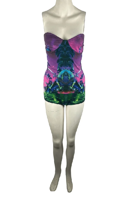 Motel Rocks women's floral multi tube bodysuit size M Trendy Bodysuit with Zipper