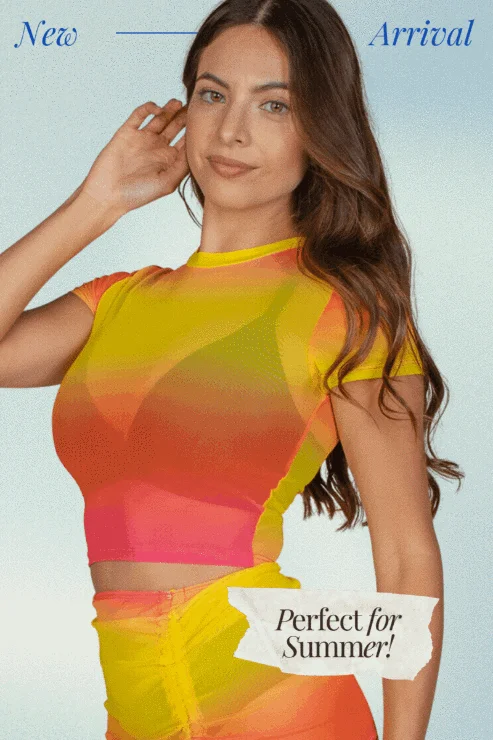 Sexy Mesh Sheer Short Sleeve Crop Top Elasticated Padded Insulated