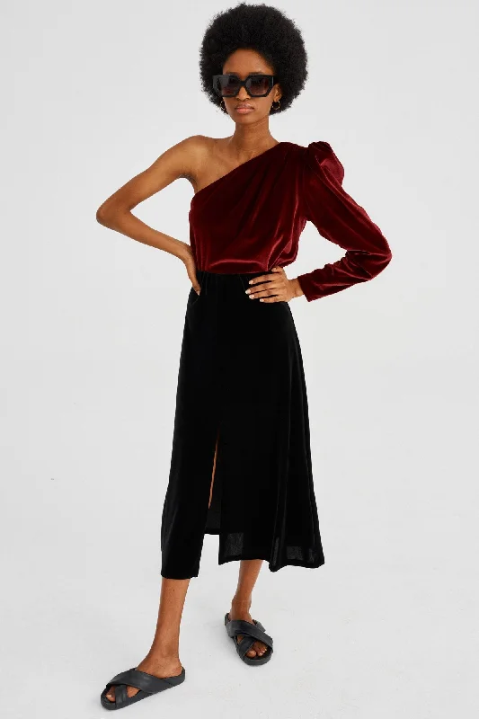 Flaneur Bodysuit Burgundy Stylish Low-Cut Bodysuit