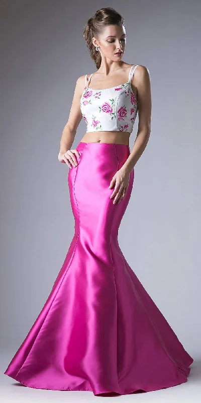 Cinderella Divine KC1737 Two-Piece Gown Embroidered Crop Top Rayon Fabric Velvet Fabric Corduroy Fabric