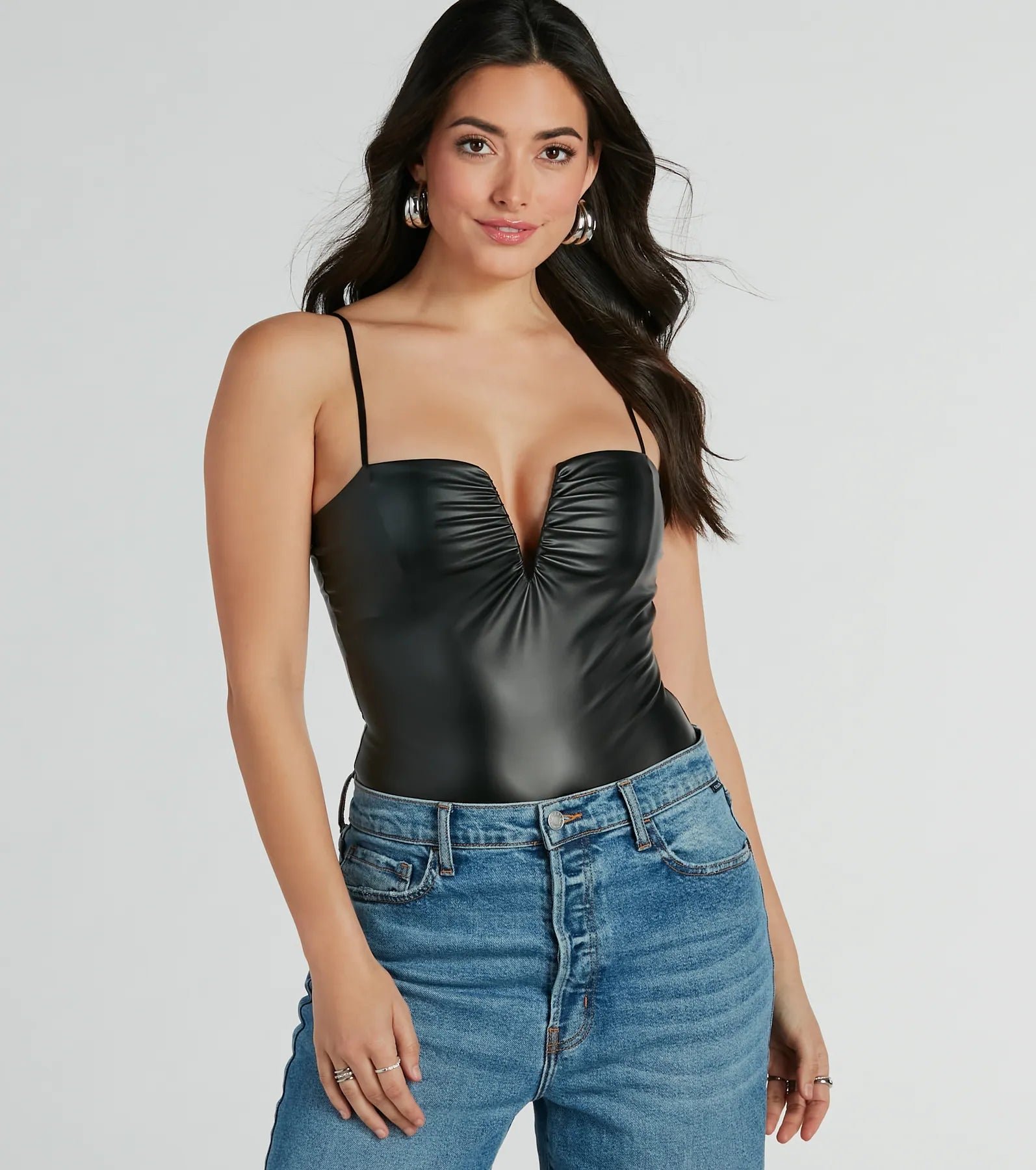 Cool Girl Certified Faux Leather Bodysuit Elegant Bodysuit with Belt