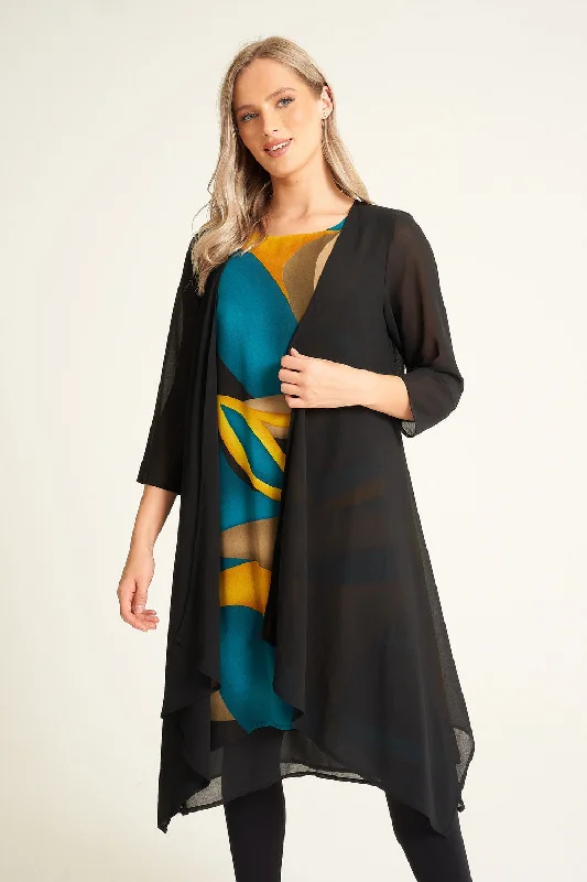 Saloos Colourful Dress & Chiffon Jacket Twinset Tiered Jacket Buttoned Jacket Zippered Jacket