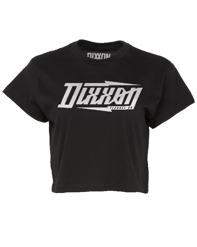 Women's Bolt Crop Top - Black Terry Blend Velvet Blend Canvas Blend