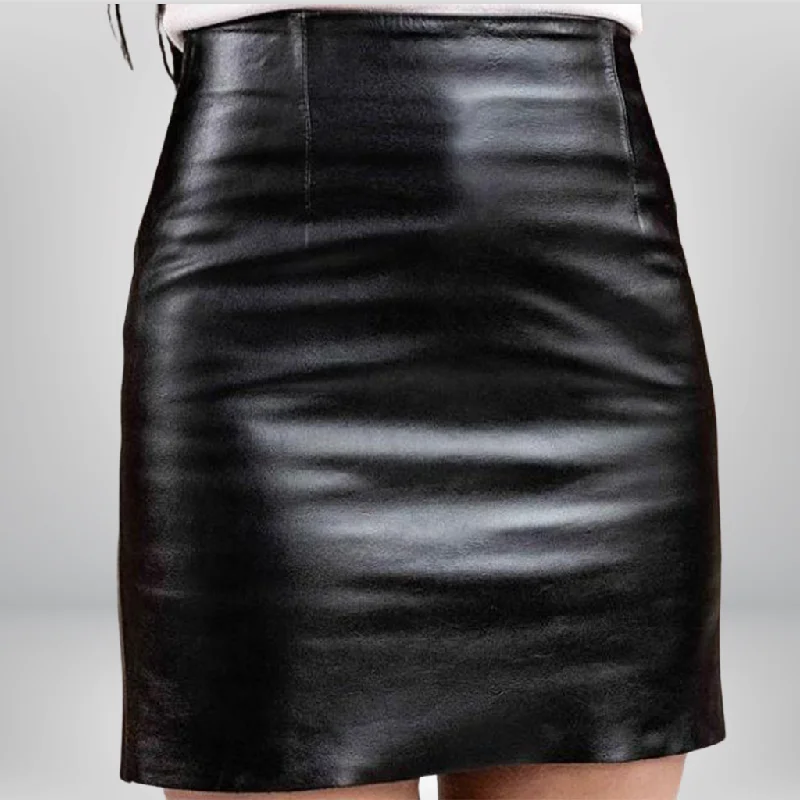 Black Leather Mini Skirt - Jackie lace skirt elegant