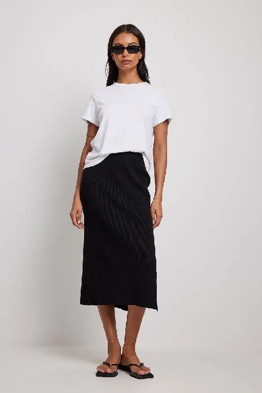 Ribbed Knitted High Waist Skirt vintage skirt charm