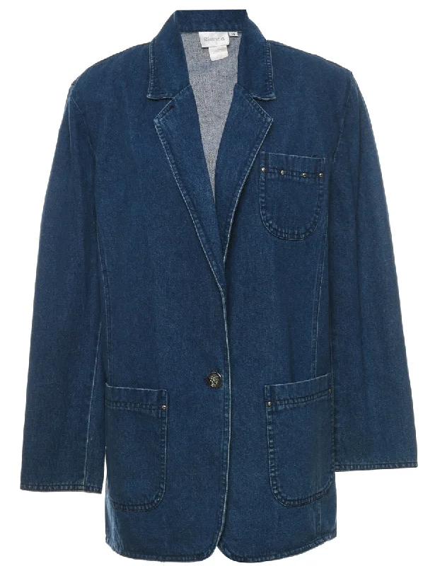 Medium Wash Classic Denim Jacket - L Rayon Jacket Velvet Jacket Corduroy Jacket