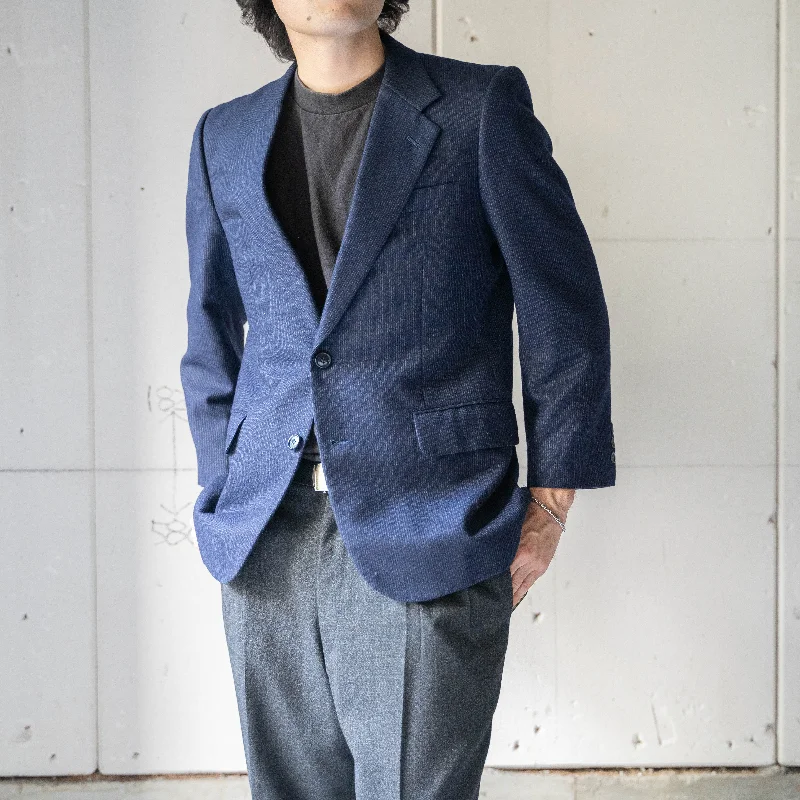 1990s Japan vintage navy color stripe wool tailored jacket Striped Jacket Polka Dot Jacket Floral Jacket