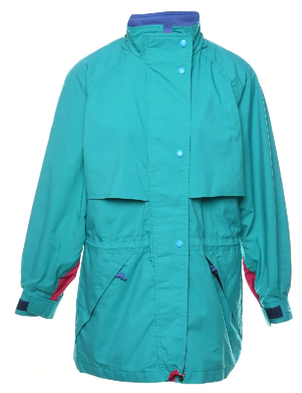 Eddie Bauer Turquoise Nylon Jacket - S Striped Jacket Polka Dot Jacket Floral Jacket