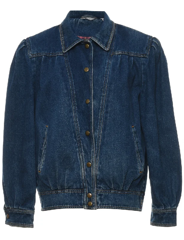 1990s Classic Denim Jacket - M Notch Collar Peter Pan Collar Cowl Neck