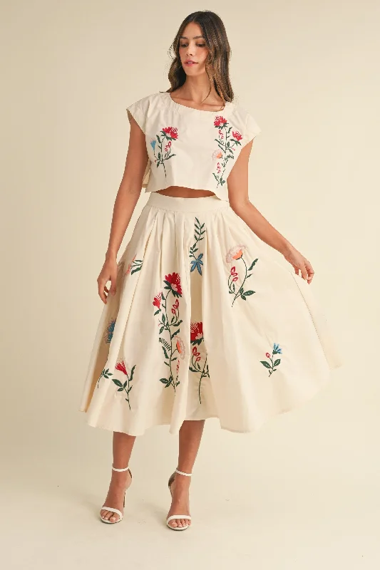 The Flora Crop Top + Midi Skirt Set - Sold Separately Spandex Blend Rayon Blend Denim Blend