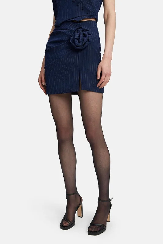 Layton Pin Stripe Mini Skirt - Navy Stripe corduroy skirt cozy