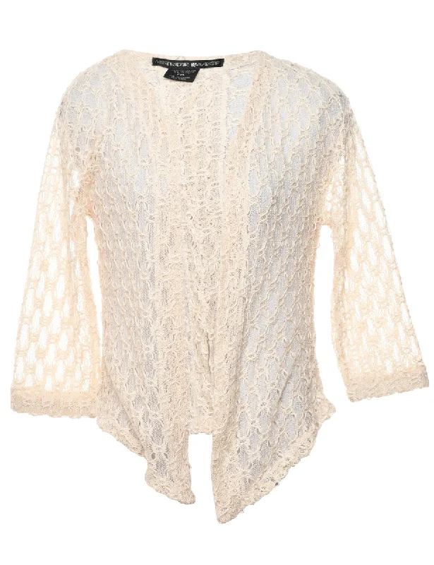 Peach Lace Jacket - M Wool Fabric Cashmere Fabric Tweed Fabric