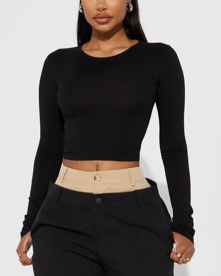 MT54-L/S Solid Crop Top (6 PCS) Houndstooth Herringbone Solid
