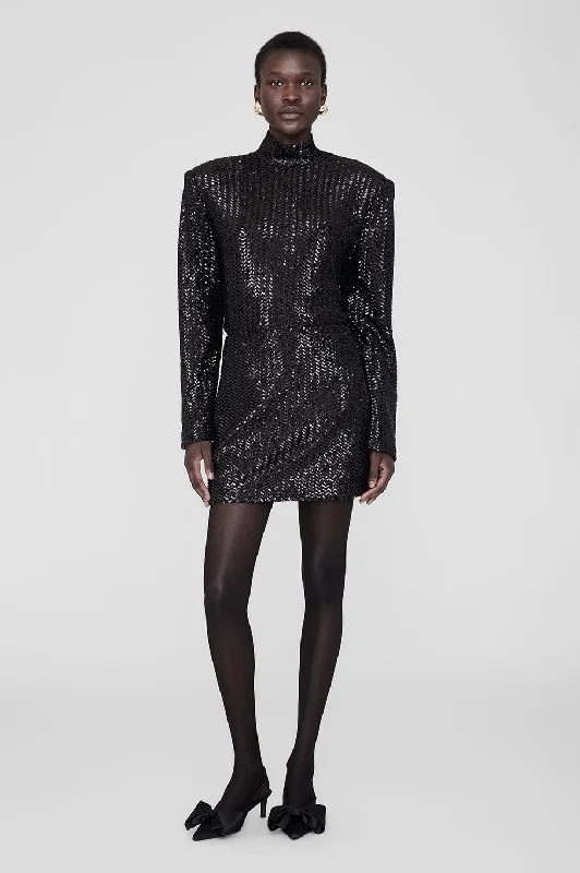 Tierra Skirt - Black Sequin maxi skirt elegant