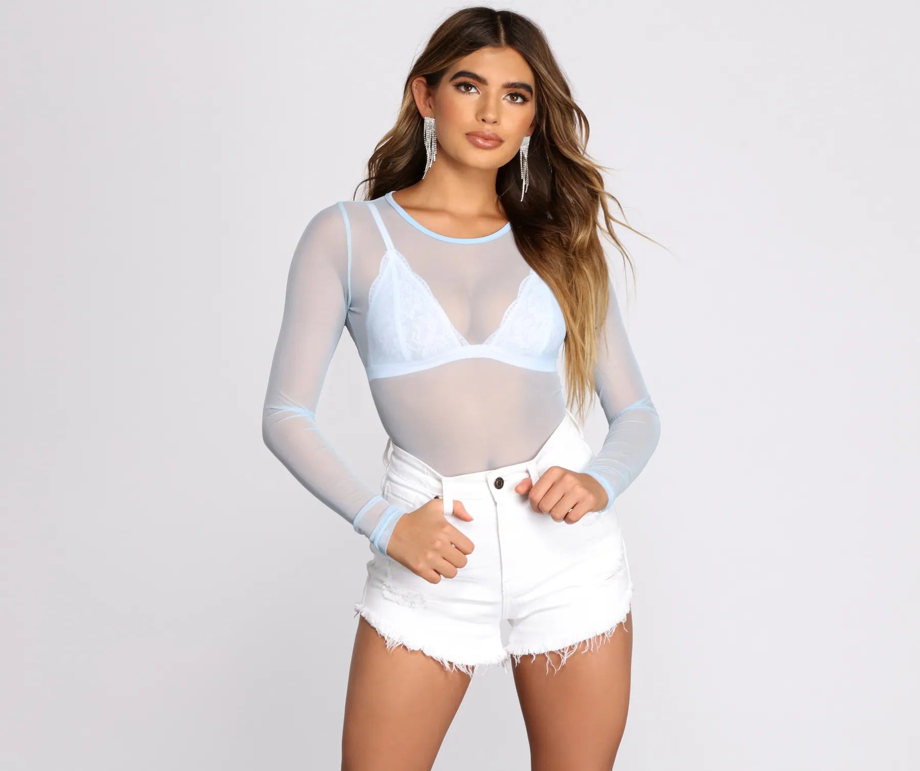 Major Moment In Mesh Bodysuit Trendy Bodysuit with Zipper