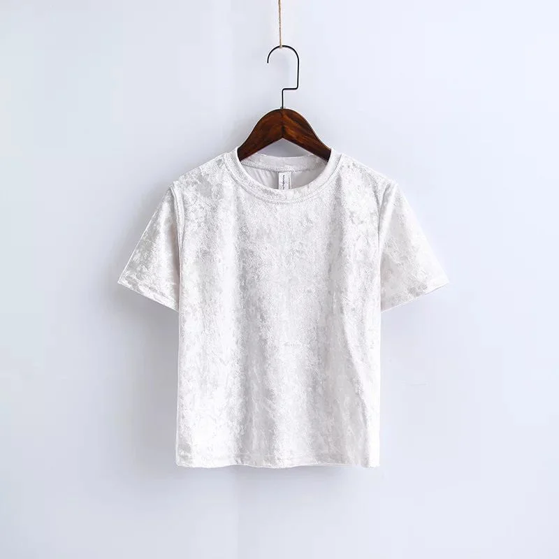 "The Spring Velvet" Women's Crop Top Zippered Front Buttoned Front Snap Front