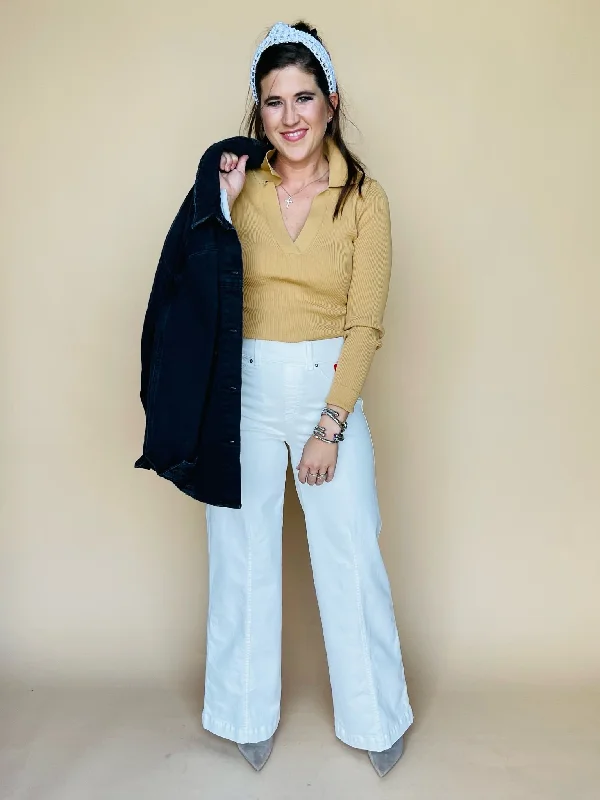 Camel Ribbed Long Sleeve Bodysuit Trendy Bodysuit with Back Tie