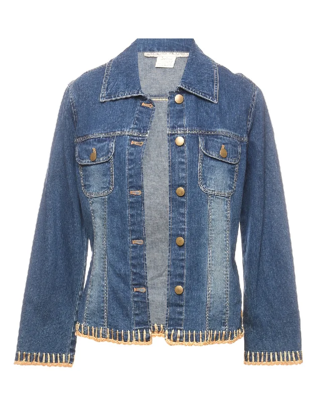 Stone Wash & Crochet Denim Jacket - S Rayon Jacket Velvet Jacket Corduroy Jacket