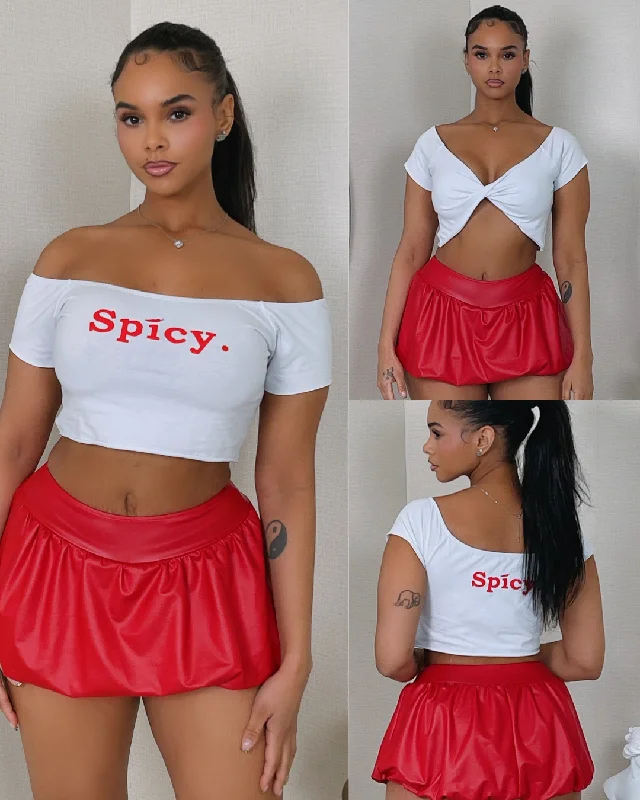D2672H - SPICY REVERSIBLE CROP TOP Casual Formal Business