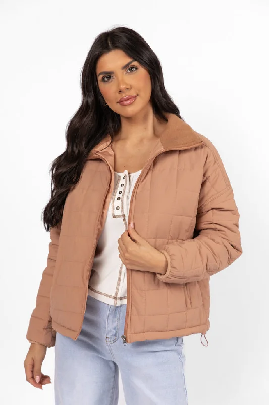 Vail Valley Brown Lightweight Puffer Jacket FINAL SALE Corduroy Jacket Velvet Jacket Brocade Jacket