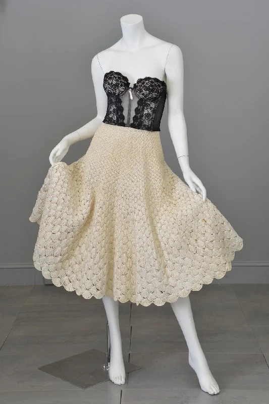 1950s Pearl Woven Raffia Full Skirt corduroy skirt textured