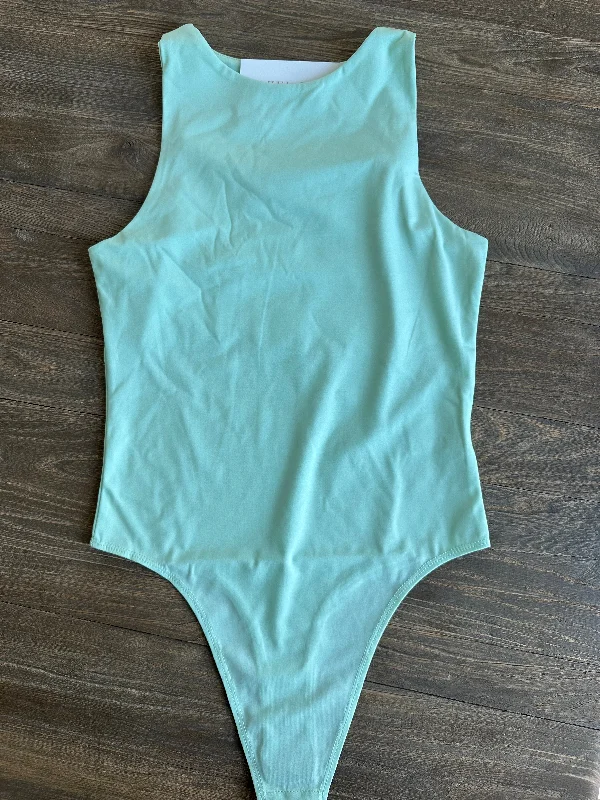 Nico Solid Bodysuit- Mint Comfortable Spaghetti Strap Bodysuit