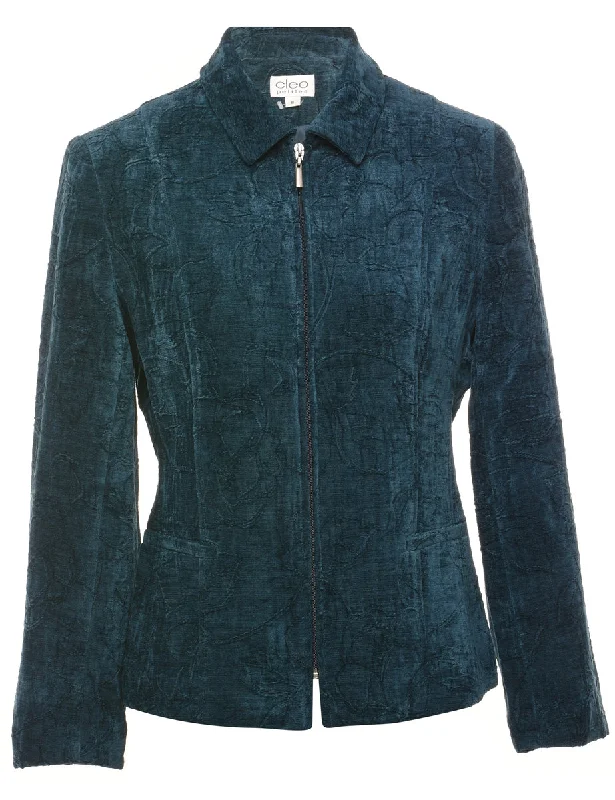 Teal Tapestry Jacket - M Fitted Jacket Loose Jacket Oversized Jacket