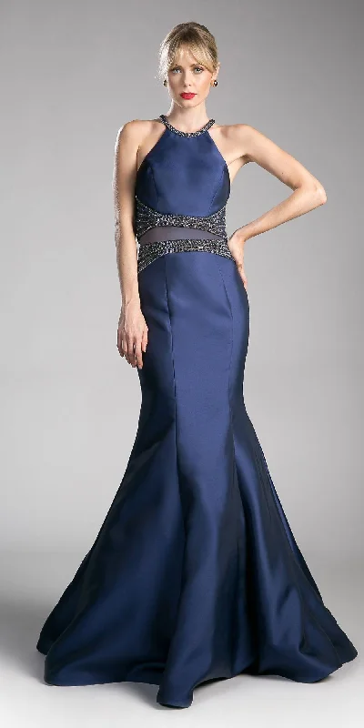 Cinderella Divine CB0023 Two-Piece Mermaid Gown Halter Crop Top Jersey Fabric Tulle Fabric Batik Fabric