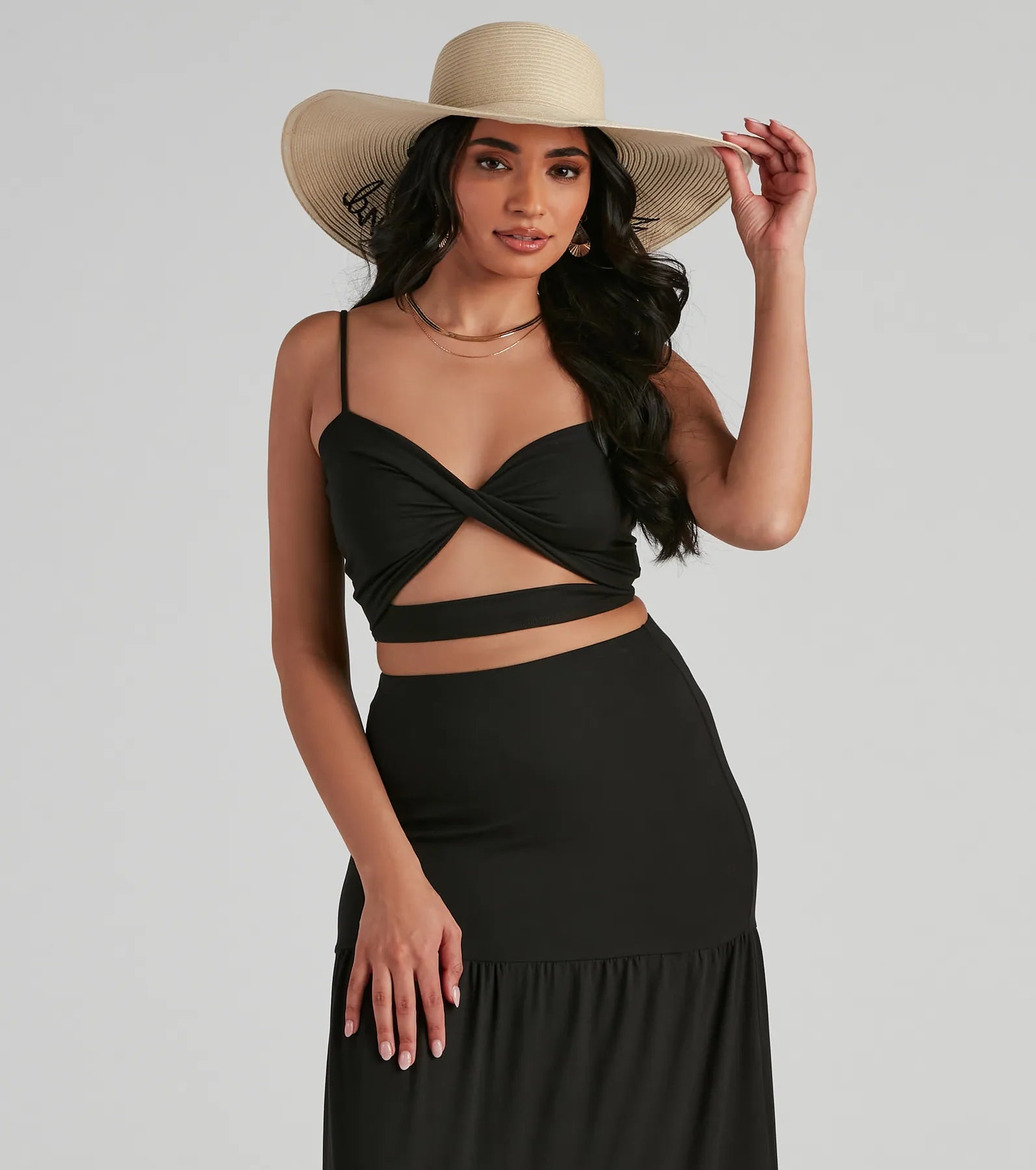 Let's Get Together Twist Crop Top Casual Formal Business