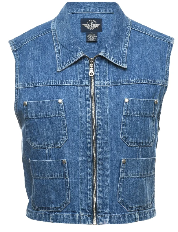 Dockers Denim Jacket Vest - L Faux Fur Jacket Real Fur Jacket Shearling Jacket