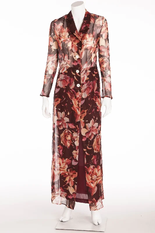 Dolce & Gabbana - 2PC Long Sleeve Floral Chiffon Button Up Jacket and Skirt - Fleece Jacket Down Jacket Parka