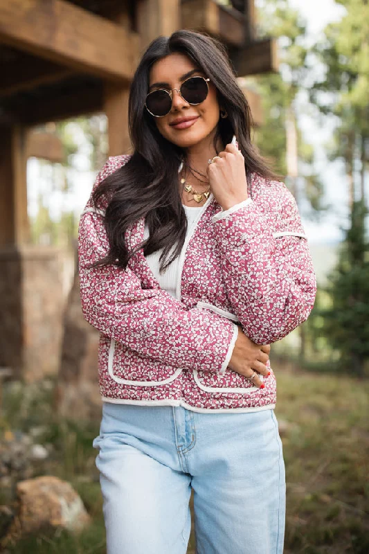 Set Me Free Berry Floral Quilted Jacket FINAL SALE Herringbone Jacket Checkered Jacket Solid Jacket