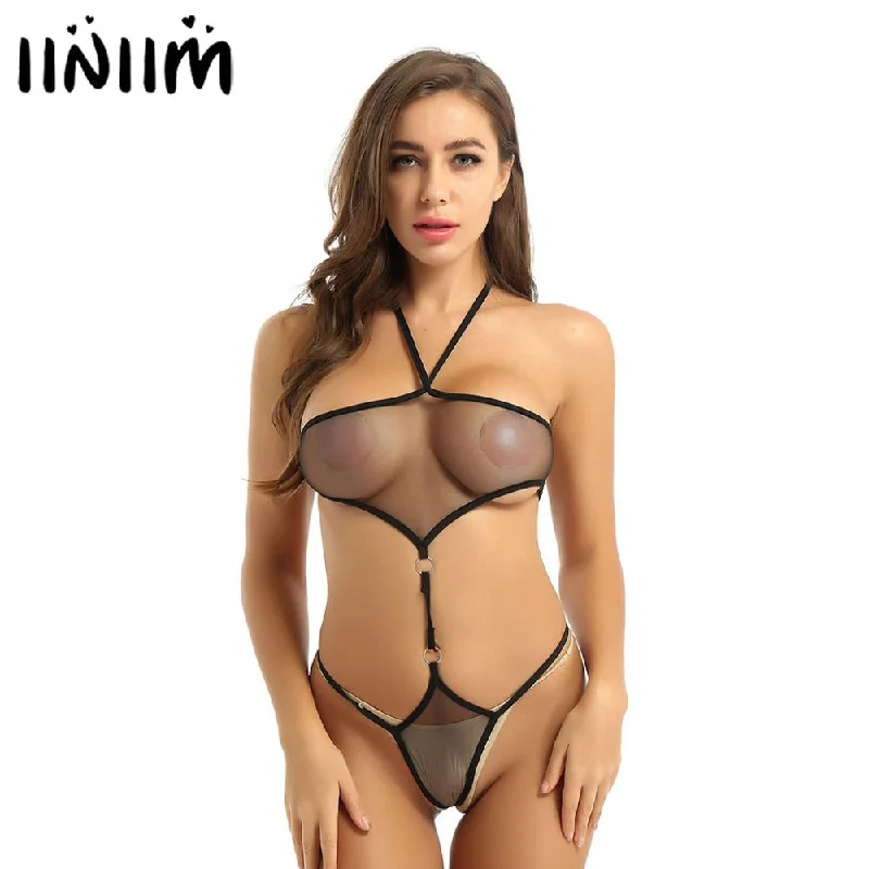 Sheer Bodysuit Lingerie Comfortable Mesh Insert Bodysuit