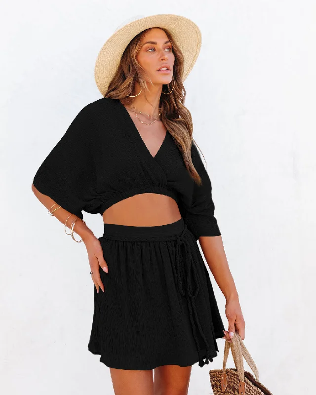 Two Piece Crop Tops & Split Skirts Anti-Pilling Machine Wash Handmade