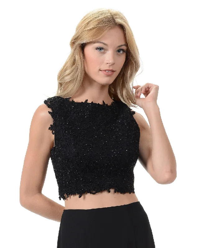 Poly USA T10 Sleeveless Lace Crop Top Satin Blend Silk Blend Wool Blend