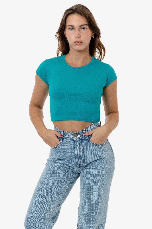 43035 - Cap Sleeve Baby Rib Crop Top Beaded Sequined Faux Fur