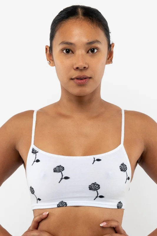 8370P - Printed Spaghetti Crop Top Graphic Embroidered Appliqued