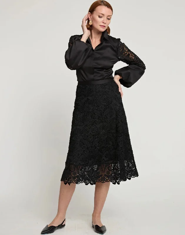 HINSON WU - GLORIA LACE SKIRT linen skirt breathable