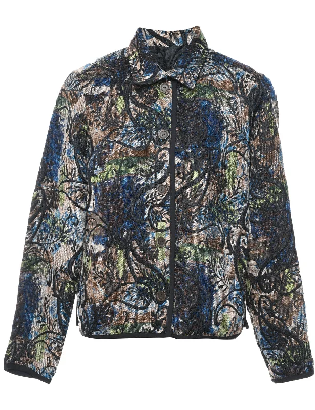 Paisley Pattern Tapestry Jacket - M Fitted Jacket Loose Jacket Oversized Jacket