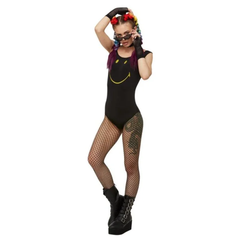 Smiley Bodysuit, Black Elegant Bodysuit with Belted Waist