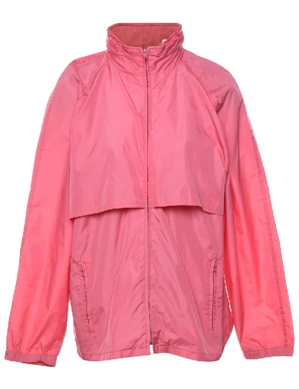 Woolrich Pink Nylon Jacket - M Zip Front Button Front Snap Front
